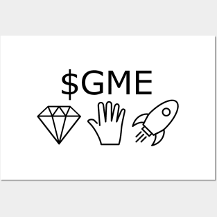 $GME Diamond Hand Rocket (black) Posters and Art